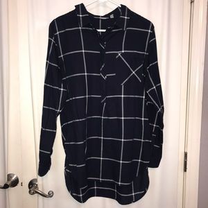 Blue and White Plaid Top